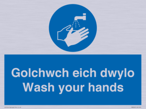 golchwch eich dwylo / wash your hands - safety sign